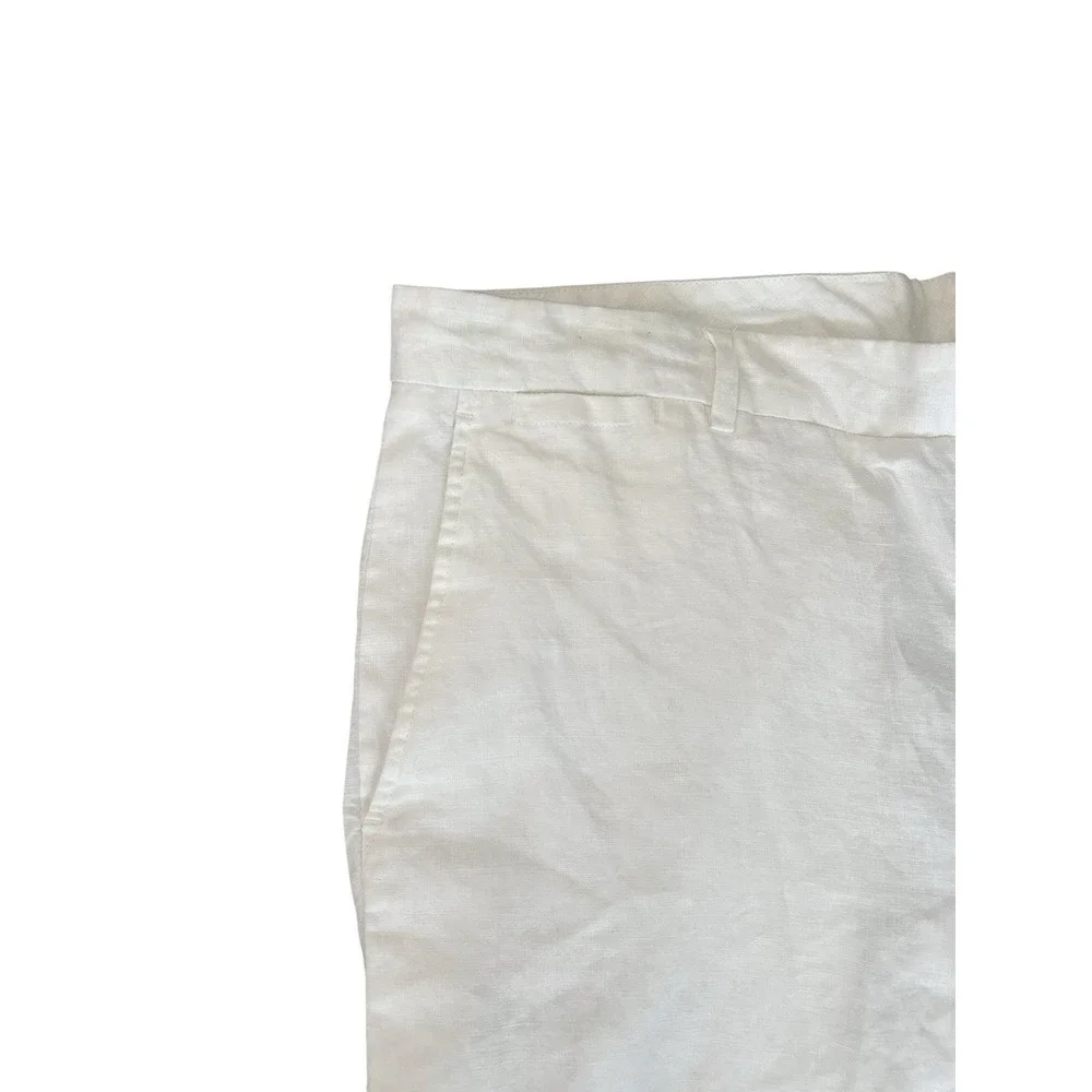 Tasso Elba 100% Linen Chino Pants White Semi Sheer 36x27 Coastal‎ Lightweight